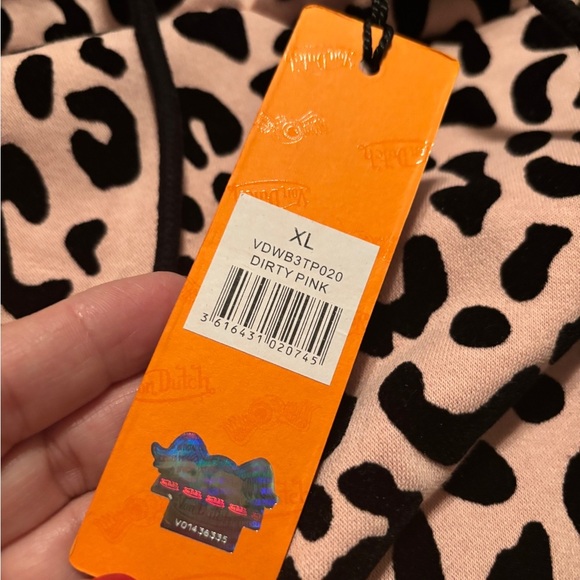 Von Dutch Originals Dirty Pink Cheetah Pullover Hoodie Size XL NWT - Picture 4 of 5